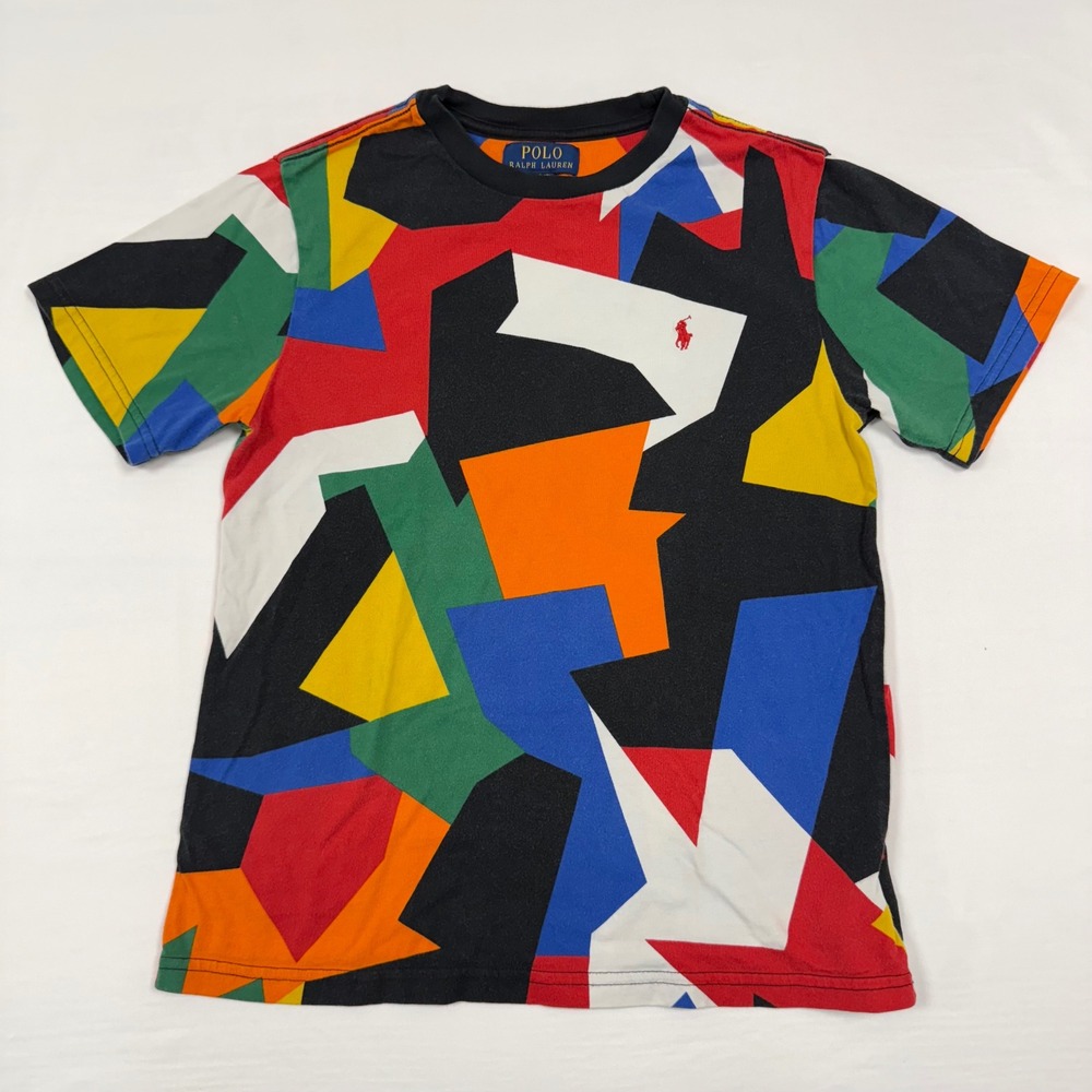 Polo Ralph Lauren T-Shirt Kids Medium 10-12 Multi Color Block Geometric